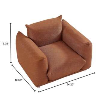 Dolonm Sherpa Accent Chair Single Sofa 40.6"W, Modern Sackcloth Fabric Oversized Chair, Mid-Century ...