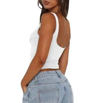 Matunana Womens Going Out Tops Crop Tank Top Basic T Shirts Sexy Cute Y2K Backless Tube Camisole Summer Ruched Corset Tee Fashion Clothes Workout Outfits 2024 Holiday Trendy White