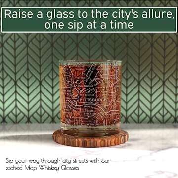 Greenline Goods Whiskey Glasses - 10 Oz Tumbler Gift Set for Pittsburgh lovers, Etched with Pittsbur...