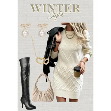 Women's 2024 Fall Winter Angashion Sweater Dress Cozy Stylish