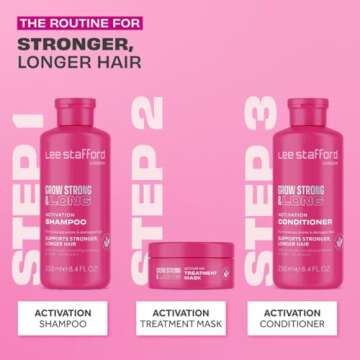 Lee Stafford Hair Growth Mask | Grow Strong & Long Collection - Best Nourishing Treatment for Damaged, Dry Hair, Deep Conditioner Moisture Mask with Thickening Protein, 5 Minute Leave-In, 6.7 Fl Oz