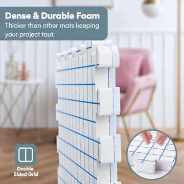 KnitIQ Double-Sided Blocking Mats for Knitting and Crochet Projects - Extra Thick Blocking Boards for Crochet with Gridlines - Inches and Centimeters - 100 T Pins and Storage Bag - Pack of 9