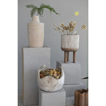 Hand-Carved Decorative Mango Wood Vase for Home