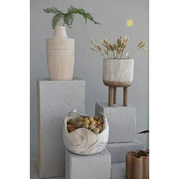 Hand-Carved Decorative Mango Wood Vase for Home