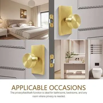 HIEMEY Gold Door Knob Interior Satin Brass - Modern Design