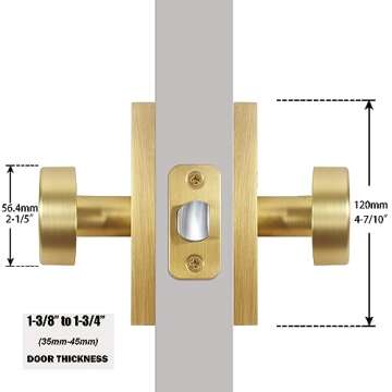 HIEMEY Gold Door Knob Interior Satin Brass - Modern Design
