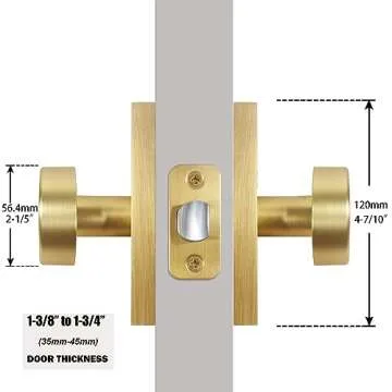 HIEMEY Gold Door Knob Interior Satin Brass - Modern Design