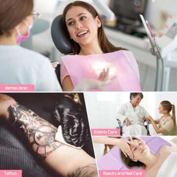 JMU 125 Pack Dental Bibs, Pink Dental Bibs Disposable 3-Ply, 13" x 18" Patient Bibs Medical Tray Covers