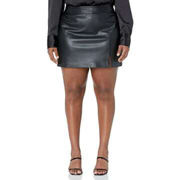 The Drop Women's Aiden Vegan Leather Mini Skirt, Black, XXS