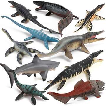 Fantarea 10 PCS Prehistoric Ocean Sea Marine Dinosaur Animal Model Figures Party Favors Supplies Cak...