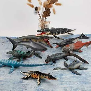 Fantarea 10 PCS Prehistoric Ocean Sea Marine Dinosaur Animal Model Figures Party Favors Supplies Cake Toppers Decoration Collection Set Toys for 5 6 7 8 Years Old Boys Girls Kid Toddlers