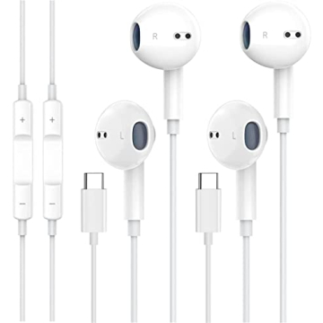2 Pack-USB C Headphones for iPhone 15 Earbuds USB C Wired Earphones with Mic & Remote Control Noise ...