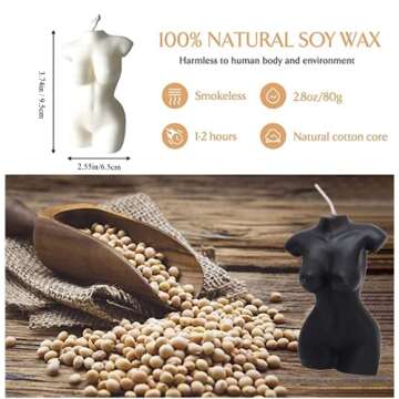 2PCS Body Shaped Candles, Female Body Candle Soy Candle Scented Candle Valentine's Day Home Aesthetic Decoration Candle (White, Black)