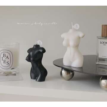 2PCS Body Shaped Candles, Female Body Candle Soy Candle Scented Candle Valentine's Day Home Aesthetic Decoration Candle (White, Black)
