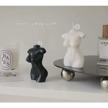 2PCS Body Shaped Candles, Female Body Candle Soy Candle Scented Candle Valentine's Day Home Aesthetic Decoration Candle (White, Black)