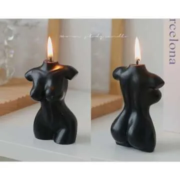 2PCS Body Shaped Candles, Female Body Candle Soy Candle Scented Candle Valentine's Day Home Aesthetic Decoration Candle (White, Black)
