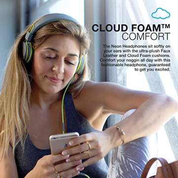 JLab Neon On-Ear Wired Headphones in Graphite/Lime - Ultimate Comfort and Sound