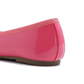 FEVERSOLE Women's Macaroon Colorful Memory Foam Cushion Insock Patent Ballet Flat Hot Pink Size 7 M US