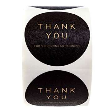 2" Black Kraft Thank You Stickers for Supporting My Business - 500 Labels | Made in USA