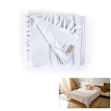 Loop Linen Cotton Bed Cover - Stylish & Eco-friendly 87x95 Bedspread
