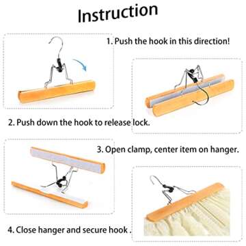 Tosnail 12 Pack Wooden Skirt Pants Clothes Hangers with 360° Swivel Hook, Non Slip Slack Hanger, Je...