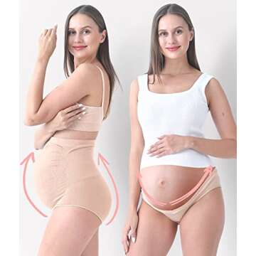 SUNNYBUY Maternity Underwear Under Bump & Over Bump Pregnancy Panties Sets Seamless Womens Maternity...