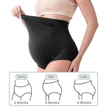 SUNNYBUY Maternity Underwear Under Bump & Over Bump Pregnancy Panties Sets Seamless Womens Maternity Clothes Packs, High-2Black1Skin&Low-2Black1Skin-L