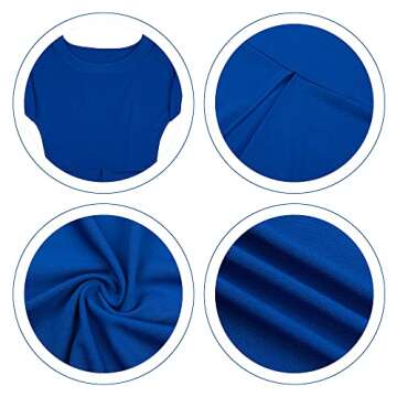 VOIKERDR Womens Casual Crew Ncek Short Sleeve Jumpsuits Solid Open Front Split Wide Leg Jumpsuit Rompers Blue M