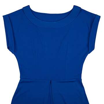 VOIKERDR Womens Casual Crew Ncek Short Sleeve Jumpsuits Solid Open Front Split Wide Leg Jumpsuit Rompers Blue M