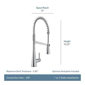 Moen Sleek Spot Resist Stainless One Handle High-Arc Pulldown Kitchen Faucet, Modern Spring Kitchen Sink Faucet with Power Boost Pull Down Sprayer Head for Faster Clean, 5925SRS