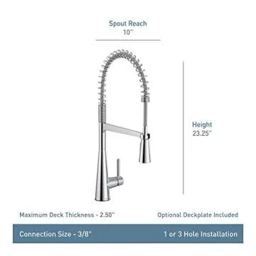 Moen Sleek Spot Resist Stainless One Handle High-Arc Pulldown Kitchen Faucet, Modern Spring Kitchen Sink Faucet with Power Boost Pull Down Sprayer Head for Faster Clean, 5925SRS