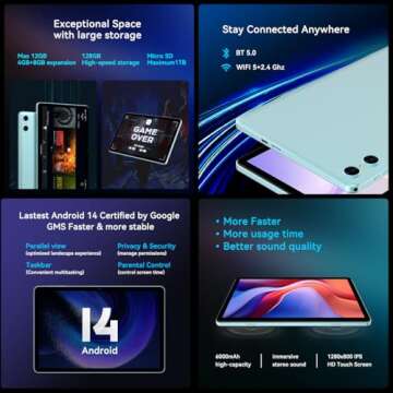 SVITOO Android 14 Tablet with 12GB RAM and HD Display