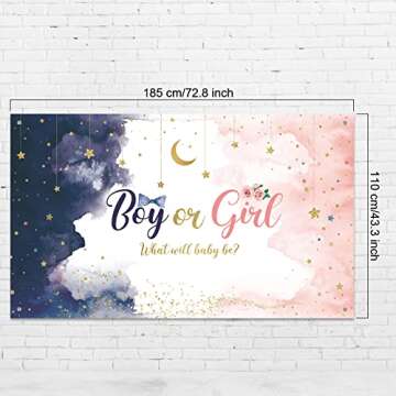 Watercolor Gender Reveal Decorations Backdrop Banner, Blue Pink Boy or Girl What Will Baby Be Twinkl...