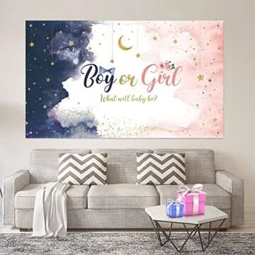 Watercolor Gender Reveal Backdrop for Parties and Photography