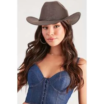 Eohak Western-Cowboy-Hats for Women-Men Brown-Pu-Leather-Cowgirl-Hat Wide-Brim-Fedora-Hats Outback Tourist Knight Hat（M-L） (US, Alpha, Medium, Brown)