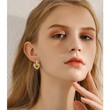 WOWORAMA Trendy Gold Heart Hoop Earrings for Women