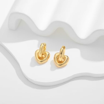WOWORAMA Trendy Gold Heart Hoop Earrings for Women