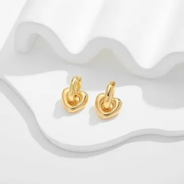 WOWORAMA Trendy Gold Heart Hoop Earrings for Women