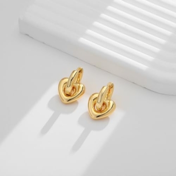 WOWORAMA Trendy Gold Heart Hoop Earrings for Women