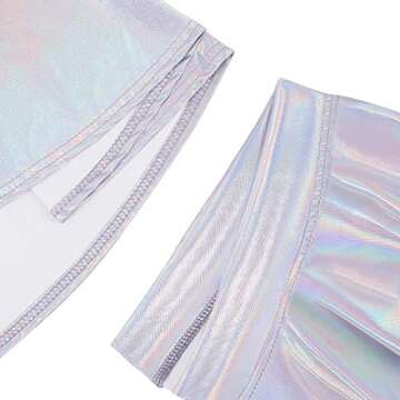 HDE Casual Flared Pleated Skater Skirt - Silver Holographic