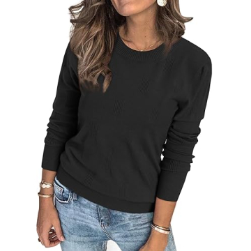 Arach&Cloz Women's Spring 2024 Long Sleeve Knit Pullover Blouse
