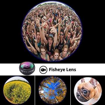 Apexel APL-DG10 10 in 1 Cell Phone Camera Lens Kit Wide Angle Lens & Macro Lens+ Fisheye Lens+Telephoto Lens+CPL/Flow/Radial/Star Filter+Kaleidoscope 3/6 Lens for iPhone Samsung Sony, Black