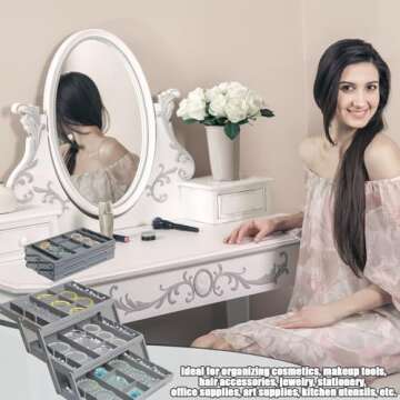 Ysglory 3 Tier Drawer Organizer Smart Collapsible Desk Organizer Multi Level Expandable Junk Drawer ...