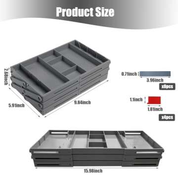 Ysglory 3 Tier Drawer Organizer Smart Collapsible Desk Organizer Multi Level Expandable Junk Drawer Organizer Storage Tray for Makeup, Jewelry, Office Supplies, Kitchen Gadgets (1 Row with 3-Tier)