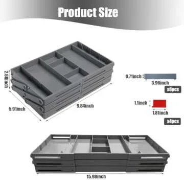 Ysglory 3 Tier Drawer Organizer Smart Collapsible Desk Organizer Multi Level Expandable Junk Drawer Organizer Storage Tray for Makeup, Jewelry, Office Supplies, Kitchen Gadgets (1 Row with 3-Tier)