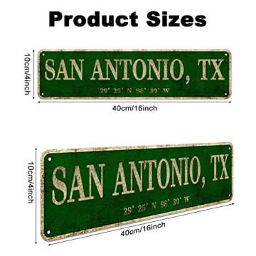LINStore San Antonio TX City Sign - Vintage Metal Wall Art for Home & Office