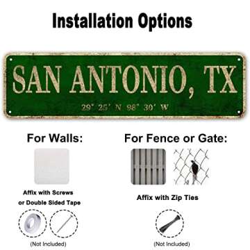LINStore San Antonio TX Vintage Metal Sign for Home Decor