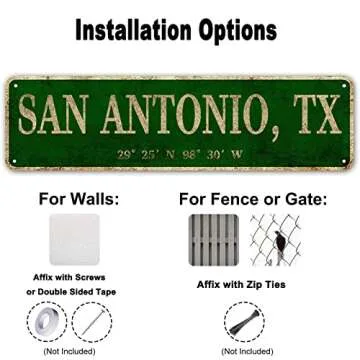 LINStore San Antonio TX Vintage Metal Sign for Home Decor