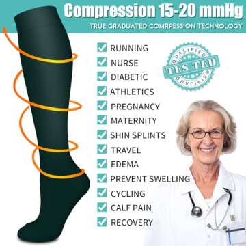 Bluemaple 4 Pack Compression Socks for Women and Men -Best Support for Medical,Running,Nursing,Athletic