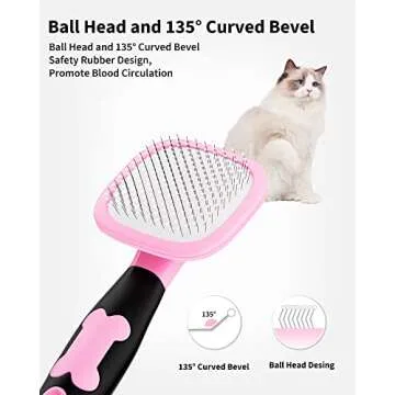 Glendan Dog Brush & Cat Brush- Slicker Pet Grooming Brush- Shedding Grooming Tools(Pink)